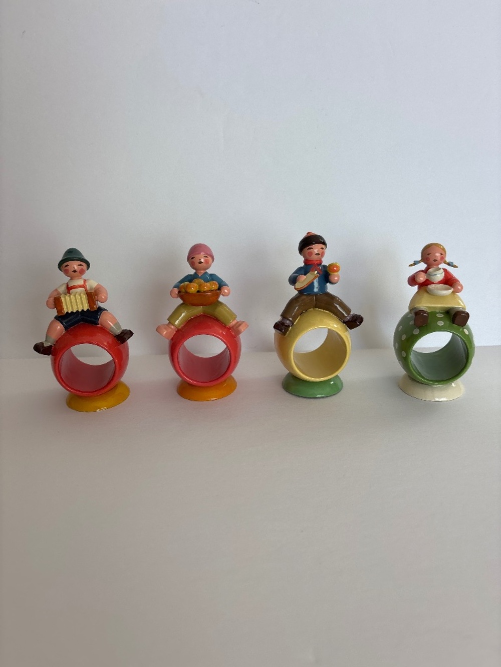 4 Vintage German Wood Napkin Holders